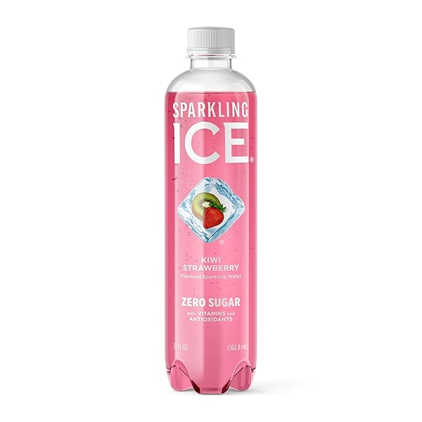 SPARKLING ICE, KIWI STRAWBERRY SPARKLING WATER, ZERO SUGAR FLAVORED WATER, WITH ANTIOXIDANTS AND VITAMINS, 17 FL OZ BOTTLE