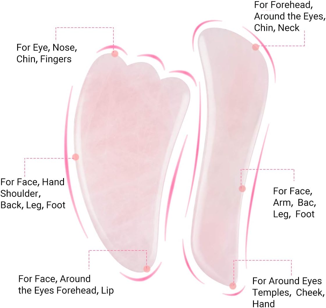 MelodySusie Gua Sha Tool- Scraping Massage Tool for Facial and Body,100% Natural Rose Quartz Stone Gua Sha Board for Anti-Aging,Facial Slimming,Acupuncture Treatment,Pack of 3: Health & Personal Care