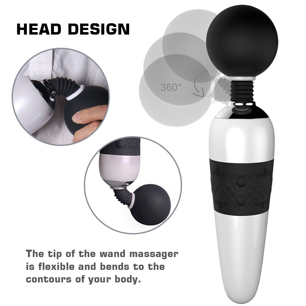 Cordless Magic Therapeutic Wand Massager Handheld - April 14TH 7 Pattern / 4 Speed for Muscle Aches & Sports Recovery, Rechargeable & Waterproof, Travel-Friendly, (Black-Enhanced Version)