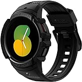 Spigen Rugged Armor Pro Designed for Samsung Galaxy Watch 5 44mm (2022), 4 44mm (2021) Band with Case Protector - Black