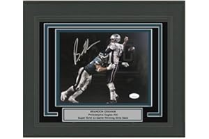 HOFSM.COM HALL OF FAME SPORTS MEMORABILIA Framed Autographed/Signed Brandon Graham Philadelphia Eagles Spotlight Game Winning Strip Sack Fumble vs. Tom Brady Super Bowl LII 52 Champions 8x10 Football Photo JSA COA