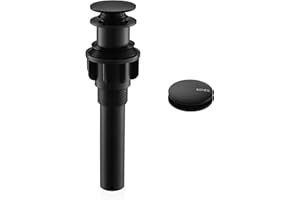 KENES Bathroom Vessel Sink Pop Up Drain Without Overflow Assembly, Lavatory Vanity Sink Drain Stopper, Anti-Clogging Drain Strainer, Matte Black, KE-P300A-2