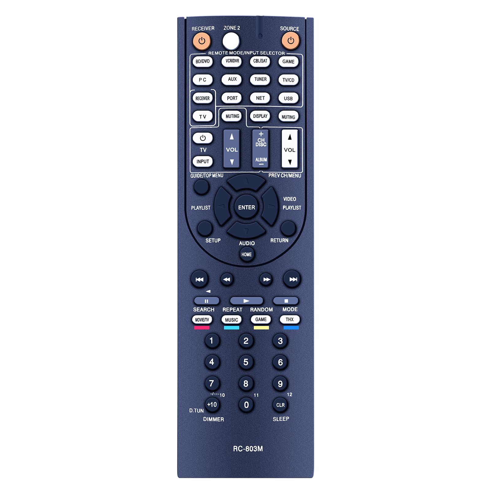 Replacement Remote Control for Onkyo AV Receiver, Compatible With RC-803M TX-NR509 TX-NR609 TX-NR609B HT-S7400 HT-S7409 HT-S8400 HT-S8409