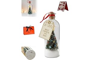 LITYSO Christmas Tree Message in a Bottle, Recordable Voice Bottle with Nostalgic Snowy Scene Ornament, Playback Cork, Unique Holiday Keepsake & Festive Gift for Family(1Pc)