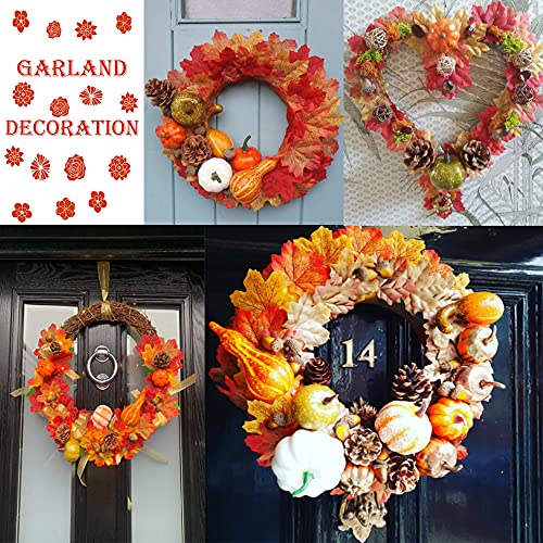 86pcs Thanksgiving Decorations，Simulation Pumpkin Golden Autumn Mini Pumpkin Set Halloween Pumpkin Thanksgiving Decoration Pumpkin Pine Cones Acorns Maple Leaf Prop