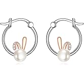 Rabbit/Dragonfly/Penguin/Cat/Bee/Owl/Fox Earrings for Women Sterling Silver Animal Jewelry Hoop Earrings Gifts for Women