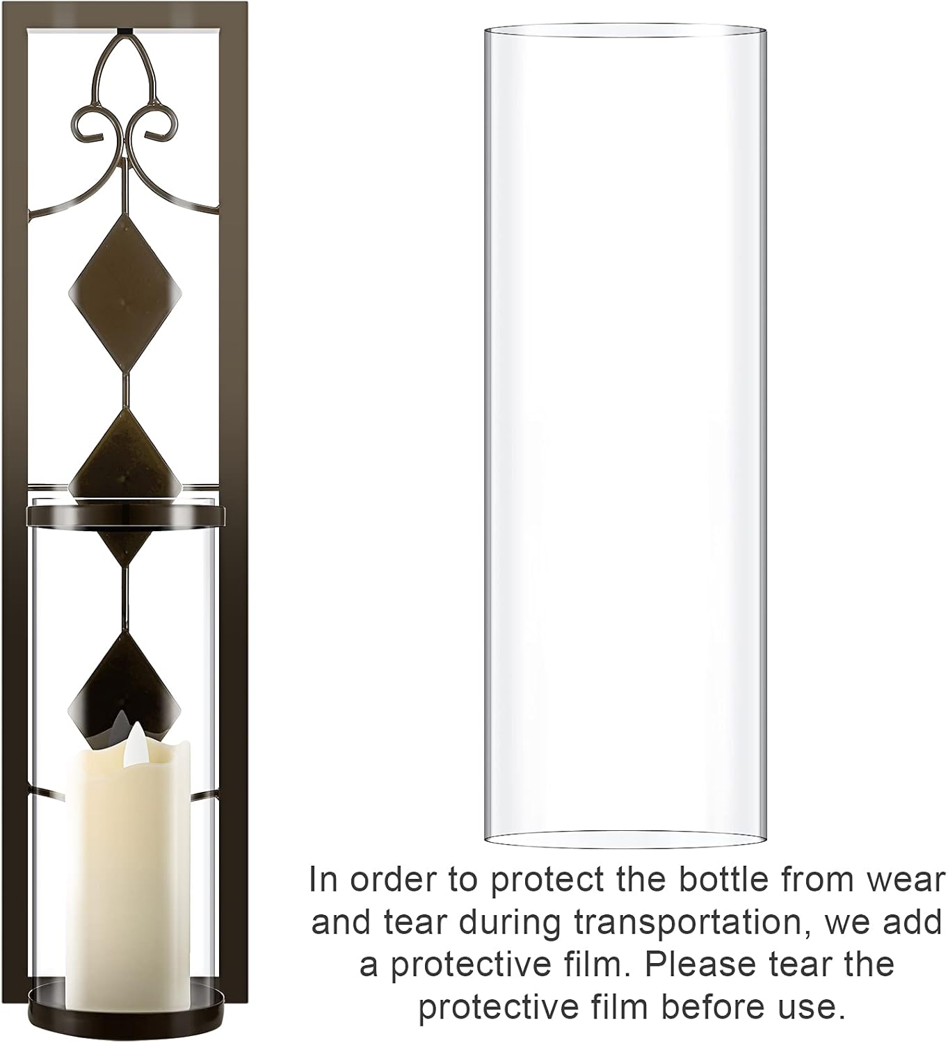 2 Set Wall Sconces Candle Holders Metal Wall Decorations Antique-Style Metal Sconces with Battery Operated Candles for Living Room, Bathroom, Dining Room, Patio or Office: Furniture & Decor