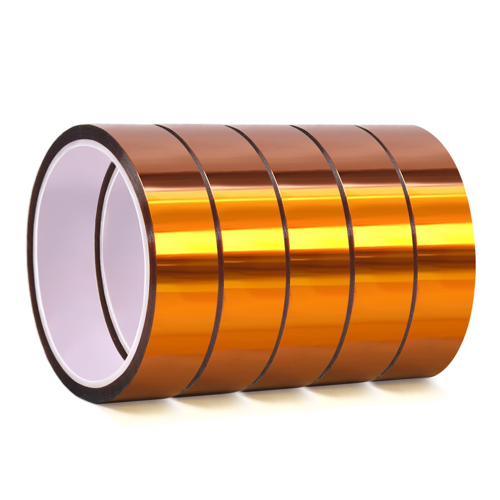 QILIMA High Temperature Heat Resistant Tape 25mm X 33m Polyimide High Resistant Tape Heat Proof Tape Suitable for Masking,Soldering,Electrical, 5 Rolls,Total 165m