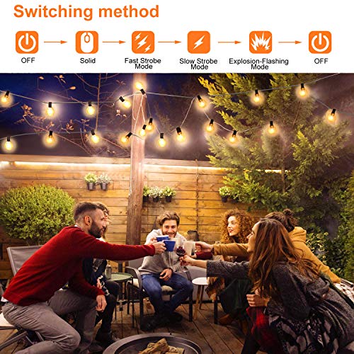 Solar String Lights,BEIEN Waterproof LED Indoor/Outdoor Hanging Umbrella Lights with 27 G40 Bulbs&4 Light Modes-27FT Heavy Duty Patio Lights with 4400mAh Solar Battery for Patio,Backyard,Garden,Bistro - Thumbnail 3
