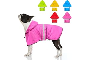 Weesiber Dog Raincoat, Waterproof Dog Rain Jacket with Leash Hole, Hooded Pet Poncho Lightweight Puppy Coat for Small Dogs (S, Pink)