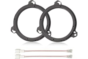 RED WOLF Aftermarket 6.5 inch Speaker Adapter Spacers Ring Bracket Mounting+Speaker Wire Harness Replacement for Nissan Muran