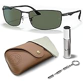 Ray-Ban RB3498 Rectangle Shaped Sunglasses for Men & Women with Official RAYBAN Eyewear Kit