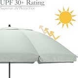CHRISTOW Portable Beach Parasol Tilting Garden Sunshade Umbrella 2m Sage view 4