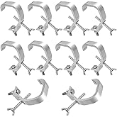 KOHAND 10 Pack Stage Light Clamp Hook, Aluminum Alloy Truss C-Clamp, Heavy Duty Stage Light Truss Clamp for DJ Lighting Par Lights Spot Lights, Fit for 1.18-2 Inch OD Tube/Pipe, Silver