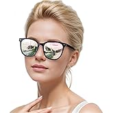 IGnaef Trendy Polarized Sunglasses for Women, Square Mirrored Shades with UV Protection Anti Glare Sun Glasses IF1851