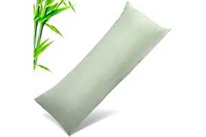 TELUS Body Cooling Pillow Cases Cover, Bamboo Rayon Green Body Pillowcases with Zipper Closure, Cool and Breathable Pillow Case for Hot Sleepers and Night Sweats, 20x54 inches