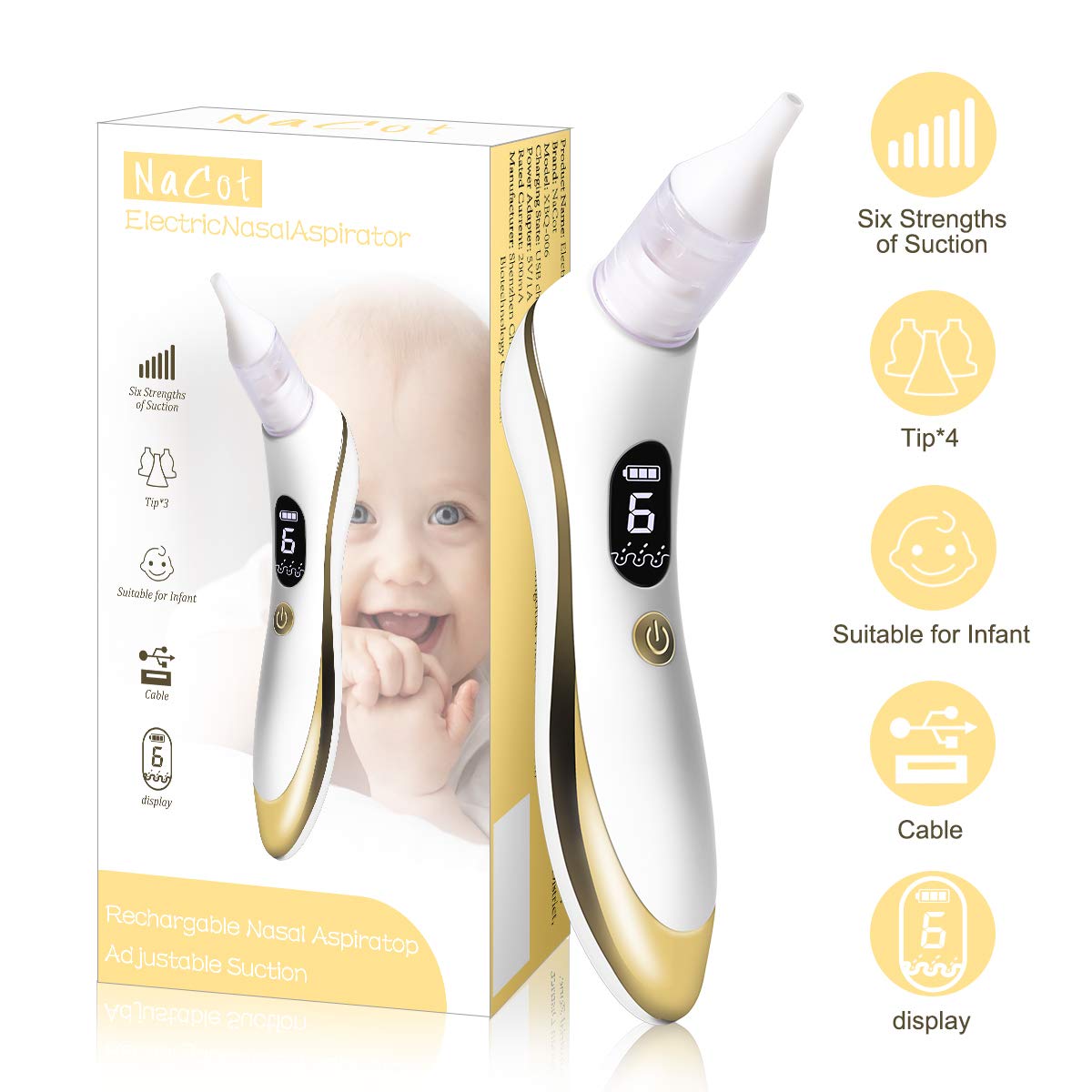 Electrique Aspirateur Nasal Usb Charge Mouche Bebe Securite Hygienique Pour Nouveaux Nes Et Les Bambins Nouvelle Version 6 Niveaux De Puissance Daspiration Avec 4 Tips L Hygiene De Bebe Toilette De Bebe Centroarco Com