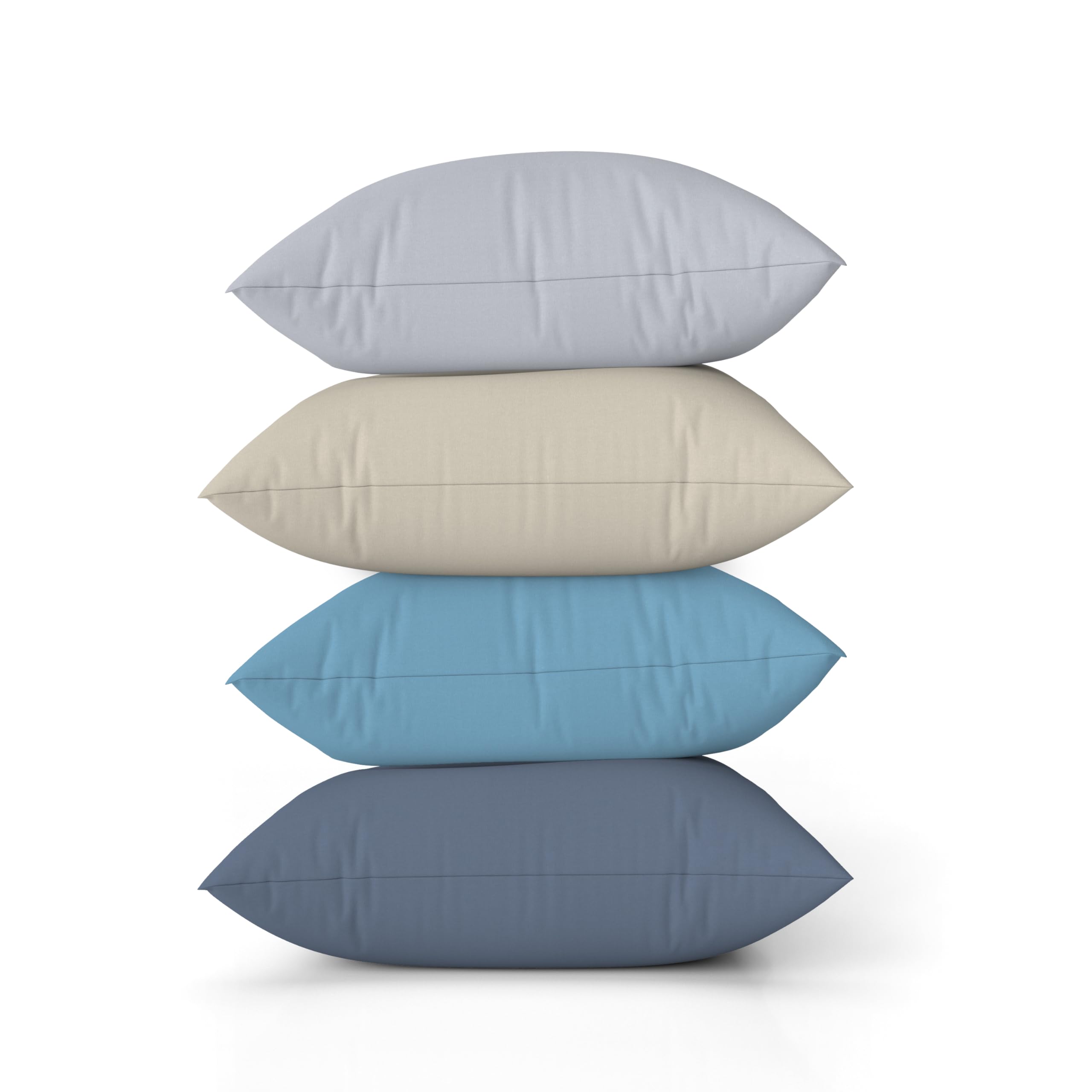 ggaimwf Solid Color Linen Look Cushion Covers for Sofa Blue Throw Pillow for Bed Modern Cozy Living Style Morandi Color Handmade Square Cushion Cases with Invisible Zipper, 60x60cm Set of 4