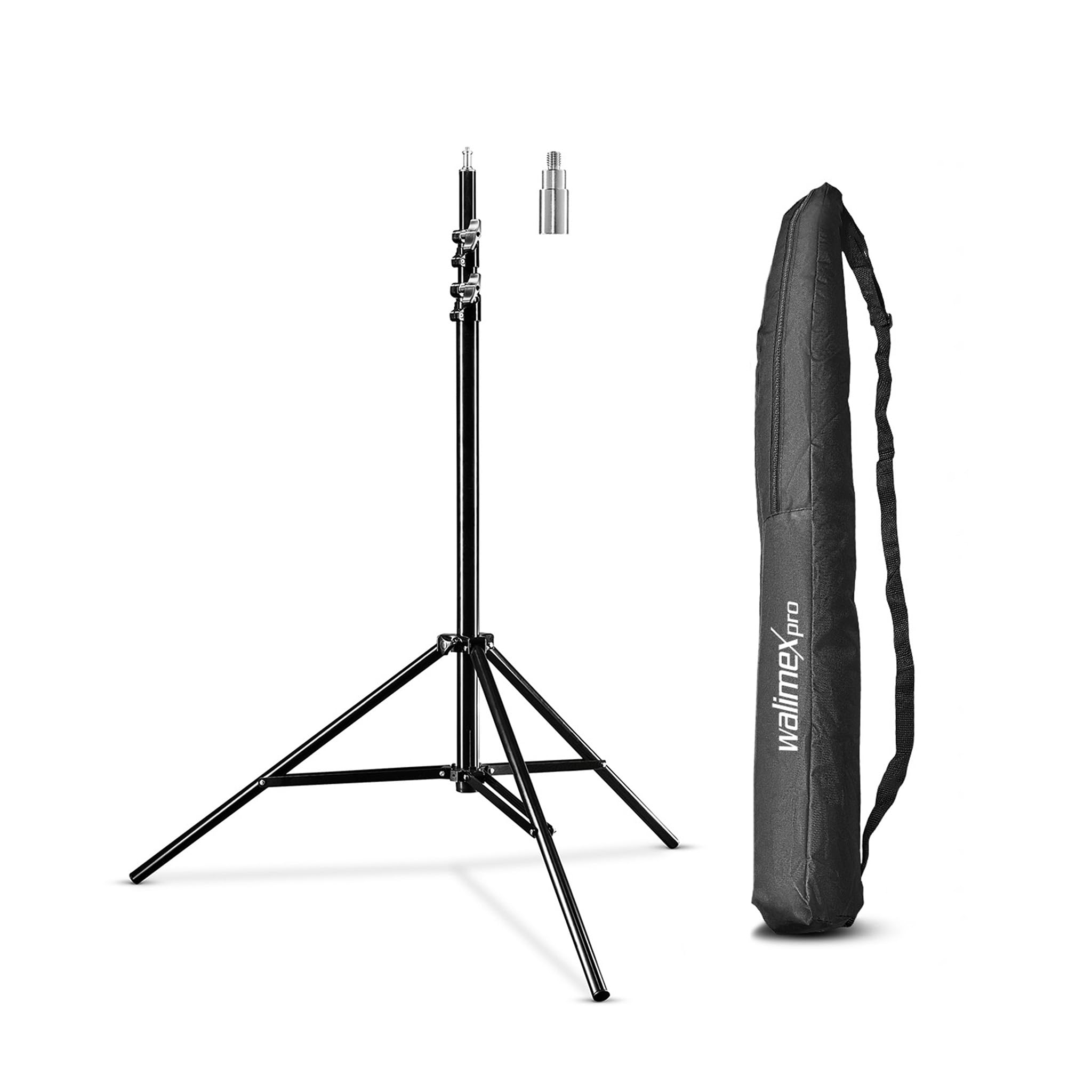 Walimex pro lamp tripod WT-806 with spring damping I height max. 256cm I stable light tripod loadable up to 6kg I lighting tripod for ring light, reflector, flash & video I incl. 3/8" adapter & bag