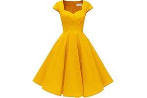 Hanpceirs Women's Cap Sleeve 1950s Retro Vintage Cocktail Swing Dresses with Pocket