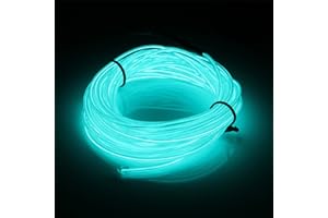 JIGUOOR EL Wire Battery Pack 16.4ft / 5m Bright Neon Light Strip 360° Illumination Neon Tube Rope Lights for DIY, Festival, Party Decoration, Pub, Halloween, Chrismas (16.4ft / 5m, Light Green)