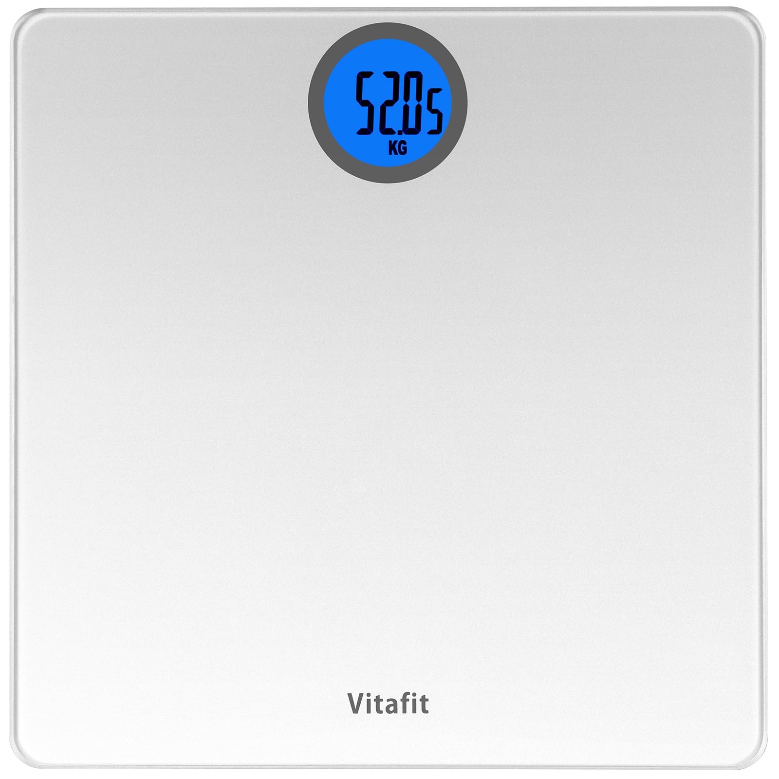 Vitafit Bathroom Scales for Body Weight, High Precision Assured by Weighing Scales Professional Factory SINCE 2001, LCD Display and Step-On, 2*AAA Batteries Included, 28st, Silver