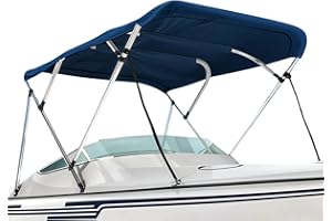 Seal Skin Covers 3 Bow / 4 Bow Bimini Top for Boats, Marine Grade Waterproof Canopy Cover with Frame, Durable Sun Shade Cover, Mounting Hardware, Rear Straps & Storage Boot