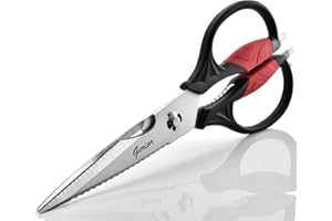 Kitchen Scissors - Heavy Duty Utility Come Apart Shears for Poultry, Chicken, Meat, Food, Vegetables - 9.25 Inch Long - Black