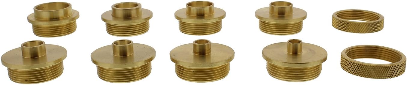 DCT Brass Router Template Guides Bushing 10-Piece Set & Black Carrying Case - Porter-Cable Guide Bushings 5/16 to 1in - - 