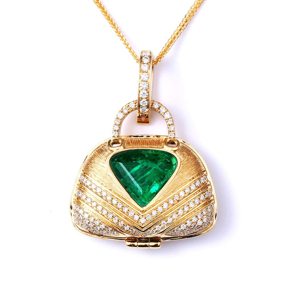 Fine Jewelry 18ct Gold Women Diamond Natural Emerald ...