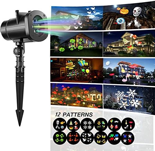 Outdoor Christmas Projector Lights,Christmas Light,LED Rotating Projection with Snowflakes Spotlight Waterproof Lights for Wedding Holiday Birthday Party Home Wall Decor Lamp