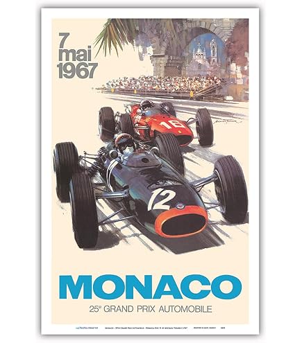 HSE Carro De Carreras Gran Premio De Mónaco 1933 Vintage Anuncio Póster Clásico Deportivo 24X36