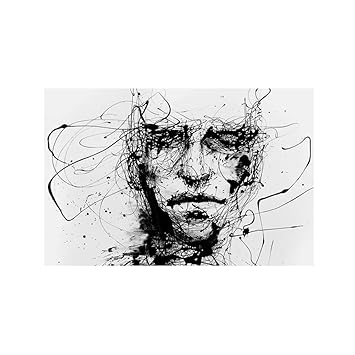Wintefei Abstract Line Drawing Boy Canvas Art Wall Painting Home Cafe Unframed Modern Fashion Decor 30cm X 40cm Amazon In Home Kitchen
