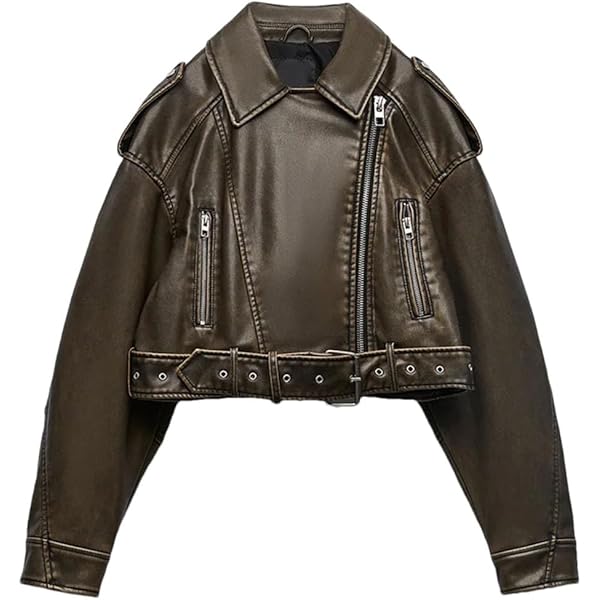 nonnon様】ROUND SHORT FAKE LEATHER JACKET Tanming Women's