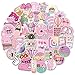 Vsco Cute Pink Stickers for Water Bottle[53pcs] Vinyl Decals for Laptop Phone Hydro Flask Car Computer Guitar Ceiling Wall Helmet Skateboard Luggage PC Bike Bumper Waterproof,Gift for Teen