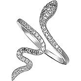 Cuafufu S925 Sterling Silver Animal Snake Adjustable Ring with Multi Color AAAAA Cubic Zirconia Fashion Jewelry for Women