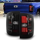 ACANII - For [Non-LED Model Only] 2014-2018 Chevy Silverado 1500 2500 3500 Black Smoked LED Tail Lights Lamps Left+Right