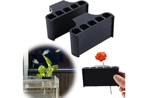 TOGJUSSAE 2pcs Aquarium Plant Holder Fish Tank Plant Holder Top Hanging Plastic Aquatic Plant Cup - for Bamboo, Aquatic Plant, Decoration, (Rimless)