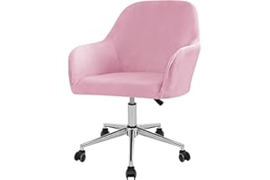 ITFRO Set of 1 Pink Office Chair Cover Velvet Armchair Slipcover Wingback Chair Cover Curved Back Modern Accent Desk Chair Cover Stretch Computer Chair Seat Protector for Living Room (Pink, Set of 1)