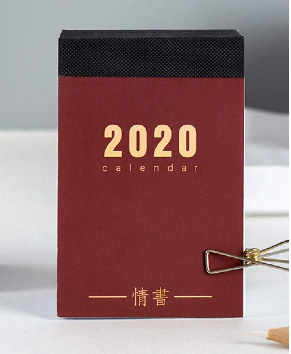 ZHEG 2020 Calendar Simple Literature Desk Calendar Creative Desktop Decoration Hand Tearing Mini Desk Calendar-Red
