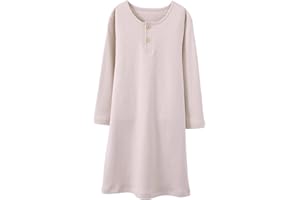 ABALACOCO Girls Organic Cotton Nightgown for Toddler Sleepwear Pajama Dress,Home Nightshirt Short Long Sleeve Soft Wear 2-14T