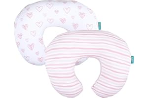 Biloban Nursing Pillow Cover 2 Pack for Boppy Pillow 100% Stretchy Cotton Large Zipper Super Soft & Breathable Infant Support Breastfeeding Cover for Moms or Little Girl Gifts