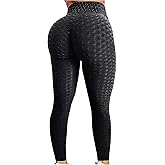 AEEZO Booty Leggings for Women Textured Scrunch Butt Lift Yoga Pants Slimming Workout High Waisted Anti Cellulite Tights