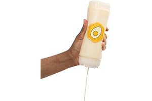 Brenium No‑Drip FIFO Mayo Squeeze Bottle – 18oz BPA-Free Refillable Dispenser with White Twist Cap for Mess-Free Squeezing – Ideal for Mayonnaise, Aioli, Ranch, Creamy Dressings & Prep Use
