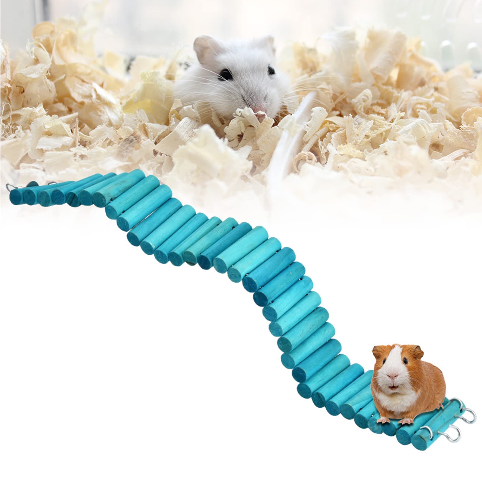 6*50CM Pet Hamster Parrot Climbing Standing Wooden Ladden Toy Soft Ladder Suspension Bridge Training Toy for Small Animals