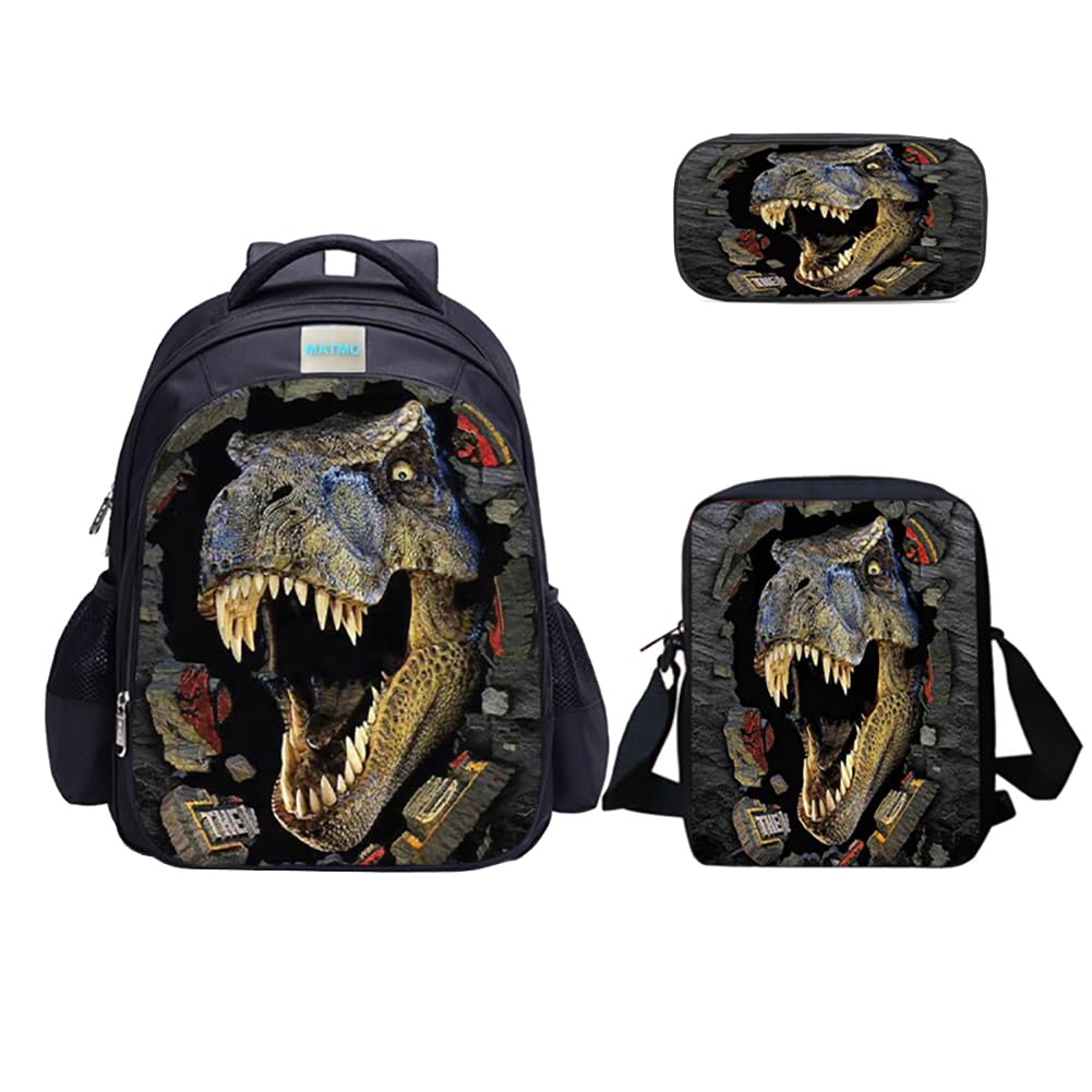 MATMO Dinosaur Backpack and Lunch Bag Set for Boys, Pencil Case