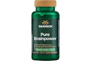 Swanson Pure Brainpower Brain Health Cognitive Memory Focus Support Brain-Derived Neurotrophic Factor (BDNF) Herbal Supplement (Ginkgo Biloba, Bacopa Monnieri) 60 Veggie Capsules (Veg Caps) Vegan