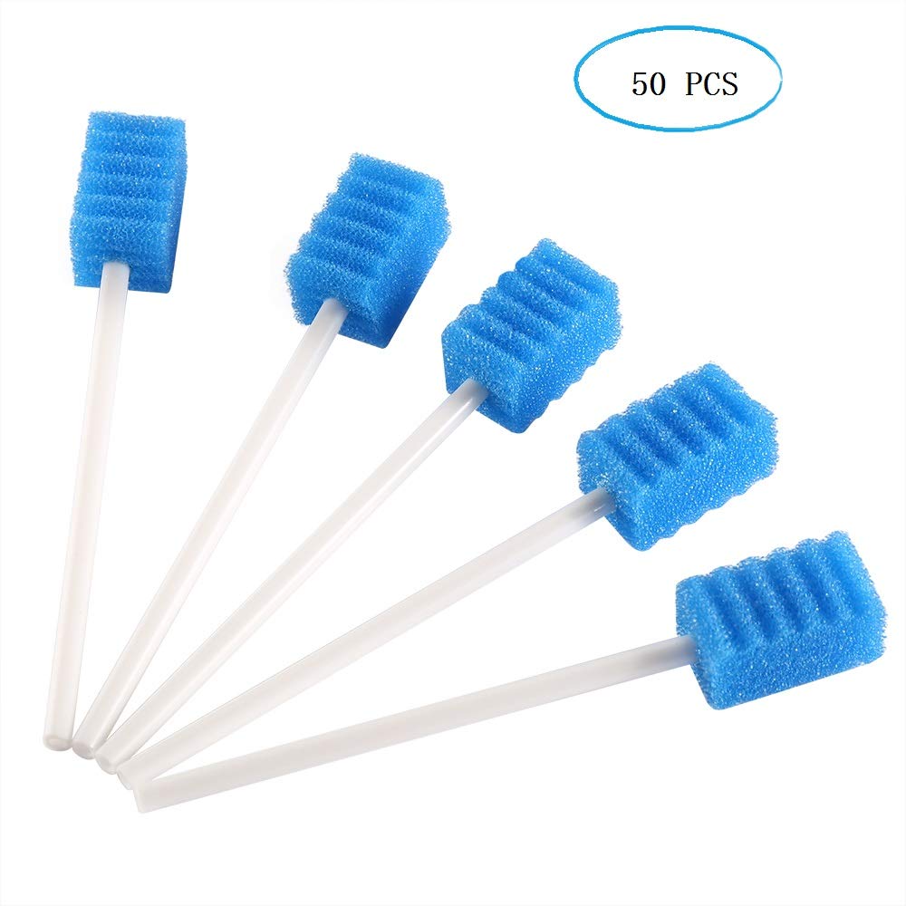 Disposable Unflavored Oral Care Sponge Swabs (100Pcs Pink