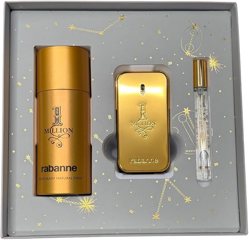 Paco Rabanne 1 Million Gift Set 50ml EDT 150ml Deodorant 10ml Travel Spray
