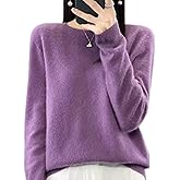 Cozy Warm Cashmere Sweaters for Women Crew Neck Soft Lightweight Pullover Sweater Loose Casual Ladies Long Sleeve Plus Size Teen Girl Clothes Christmas Tops 2025 Fall Winter Lounge Wear Purple
